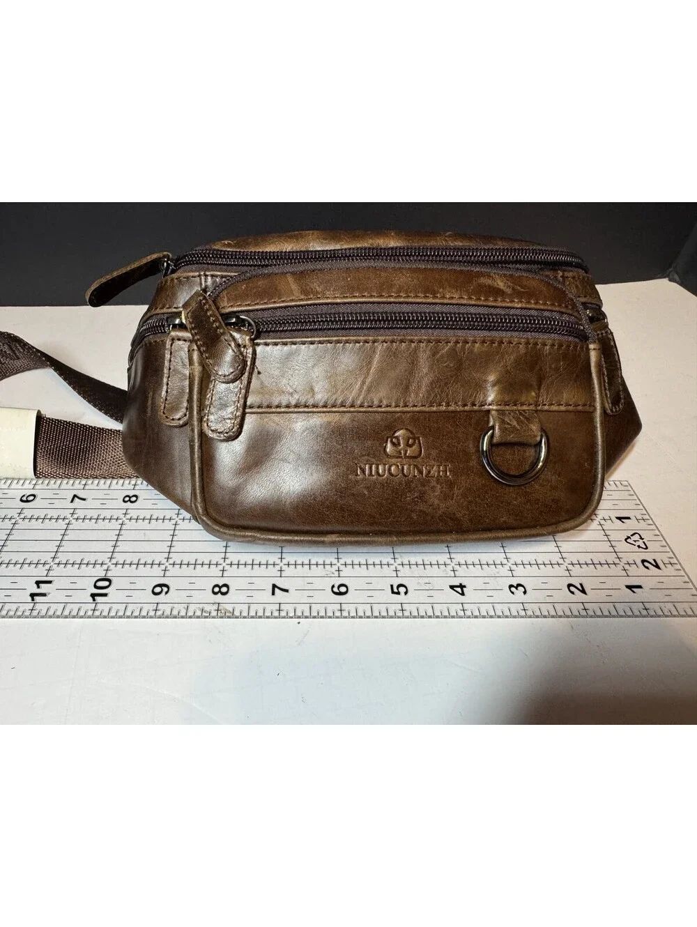 Genuine Leather NIUCUNZH Vintage Style Fanny Pack Waist Pack Brown NWOT